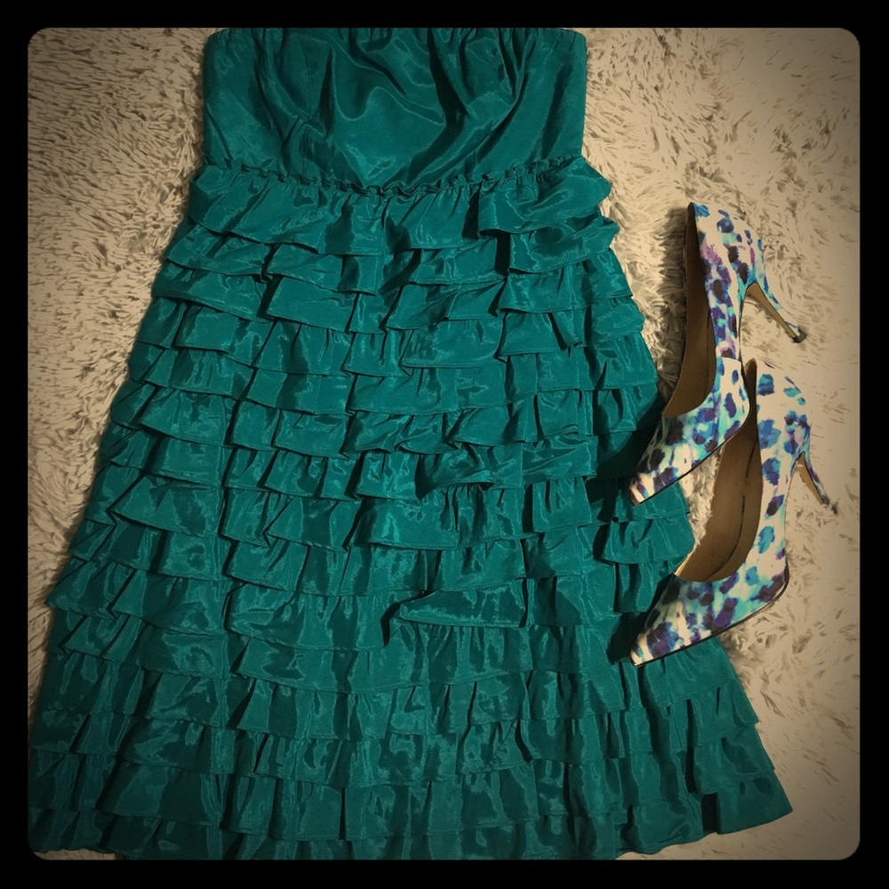 NEW The Limited teal ruffle party dress